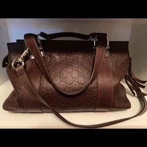 Gucci leather shoulder bag, chocolate brown